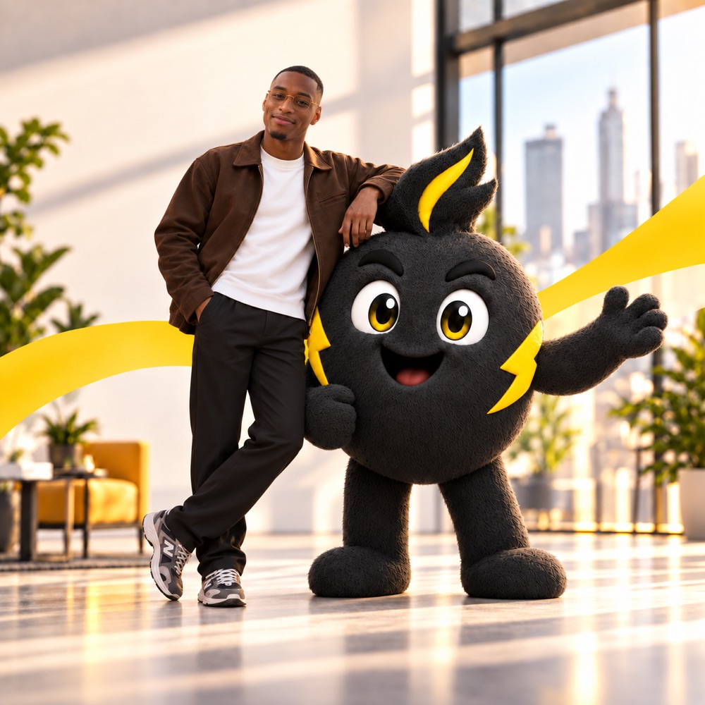 Arixon samen met de Arix Marketing-mascotte